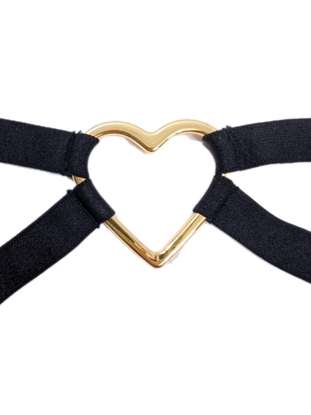 Victoria’s Secret Heartware Strappy Thong Panty crotchless Black Gold Heart NWT - Picture 3 of 7